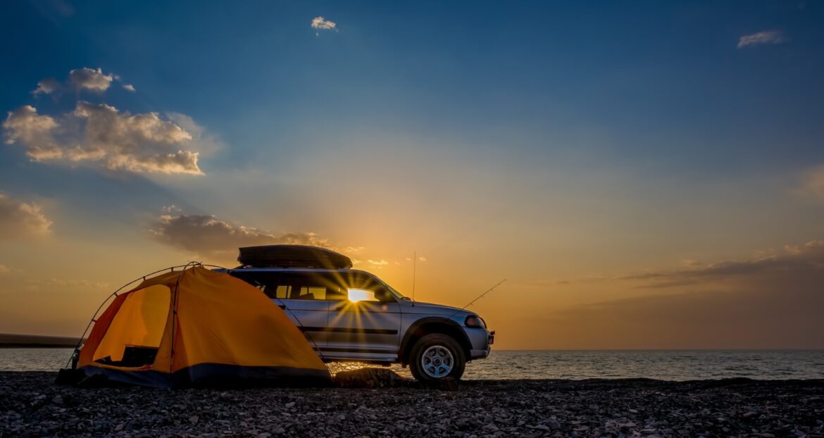 Outdoor adventure camping with suv car