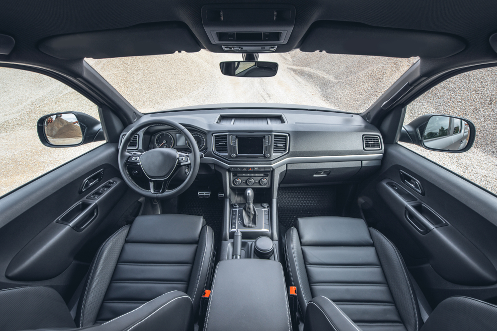 Interior of pickup truck