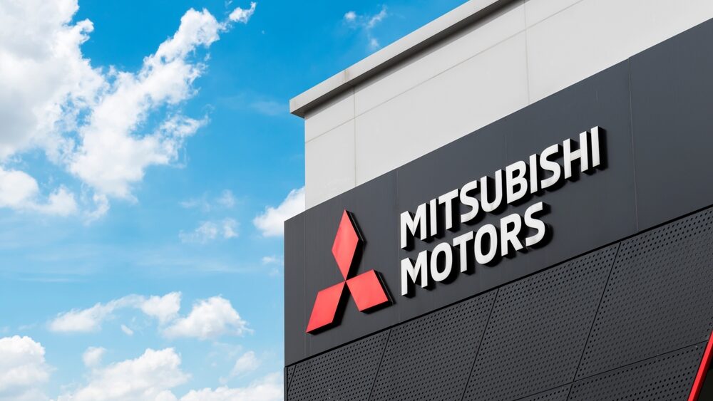 Logo of Mitsubishi on pole billboard